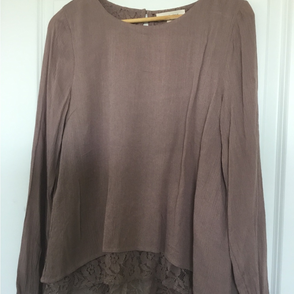 Women's Lace Long Sleeve Beige Top